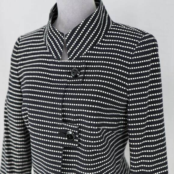Worth Jacket Womens 4 Black White Polka Dot Cotton Lined Blazer Crop Career - Picture 7 of 15